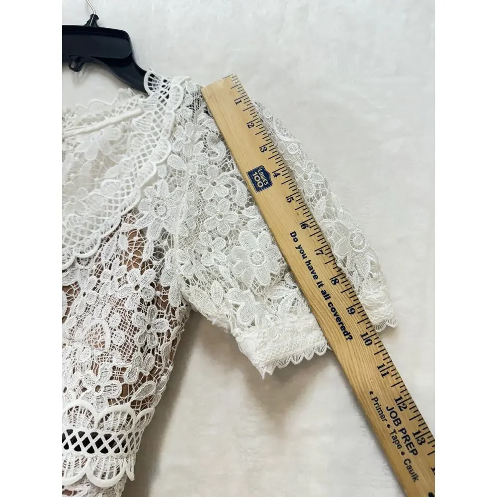 Self Portrait White Guipure Lace Mini Dress Womens 4 US Bridal Wedding - Picture 13 of 16